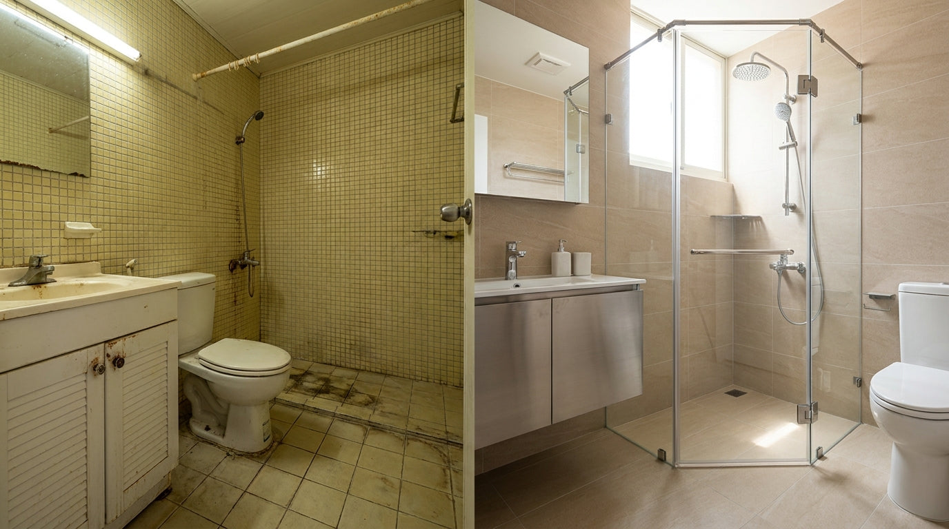 浴室翻修前後對比 - 老屋浴室改造 Before vs After